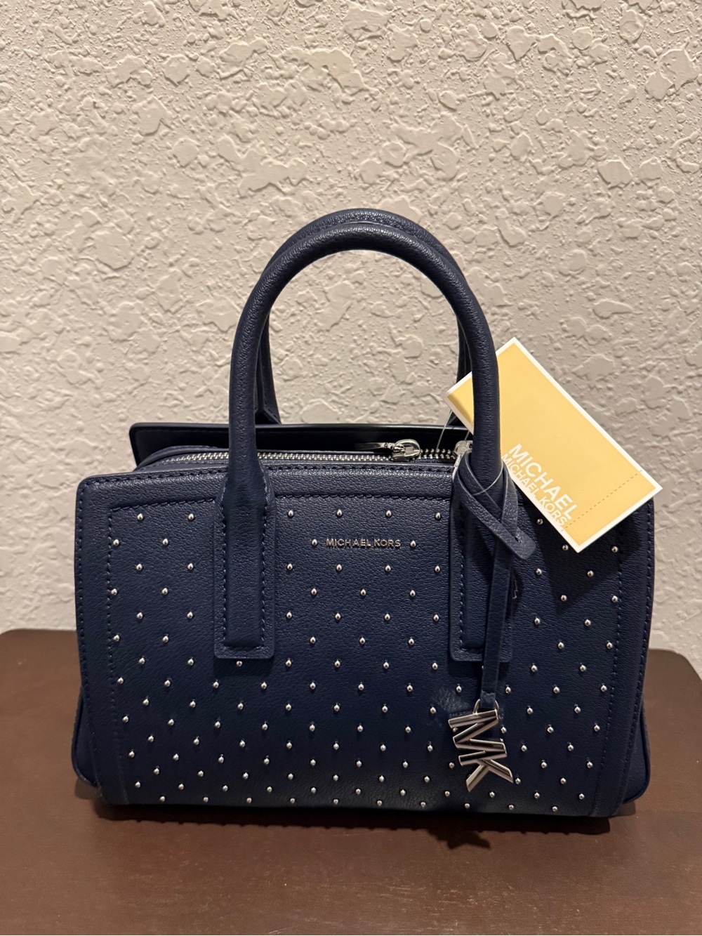 Michael Kors Navy Studded Dome Satchel